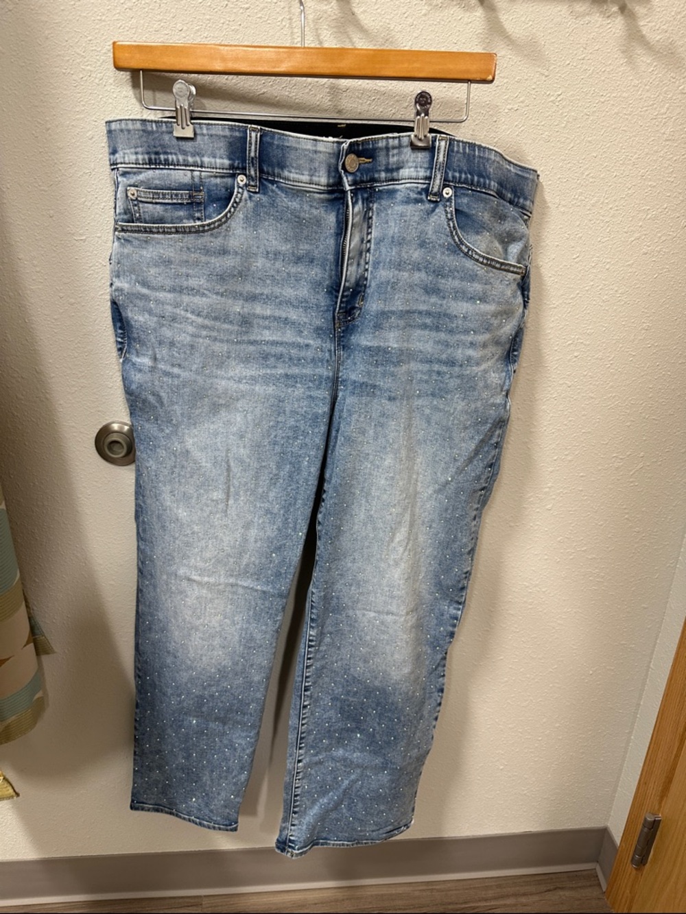 torrid 22R Light Blue Straight Leg Jeans with Subtle Rhinestone Detail